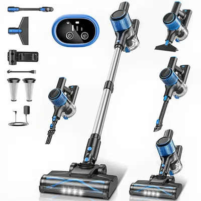 Immagine prodotto di Aspirapolvere senza fili - Potenza di aspirazione: 55 kPa - Autonomia della batteria: 45 minuti - 3 livelli di aspirazione - Filtro HEPA - Senza sacco - Colore: blu
