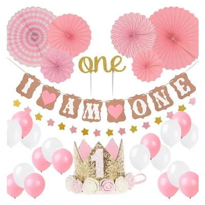 Produktbild von Ein Geburtstagsballons-Set für ein Jährchen - Mädchen -pink