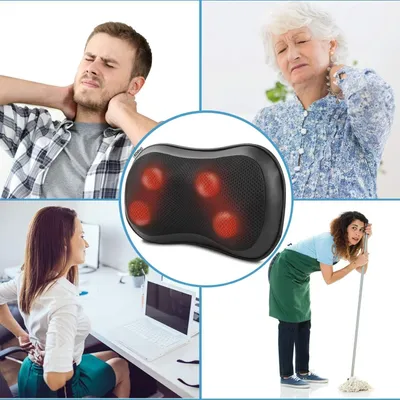 Productafbeelding van Shiatsu-massagekussen voor nek en rug met warmtefunctie - Diepgaande massageapparaat - 3 snelheden voor het ontspannen van de schouderspieren - Geschikt voor thuis, op kantoor en in de auto