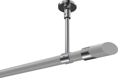 Produktbild von Interdeco Gardinenstange / Vorhangstange Weiß / Chrom, Typ Sonette Verano (Schräge Bicolor) ohne Ringe, Deckenmontage, 20 mm Ø 1-läufig, 200 cm