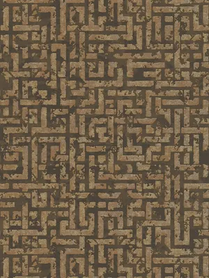 Produktbild von Ethno Mustertapete mit Used Design & Relief-Grafik – Braun, Metallic
