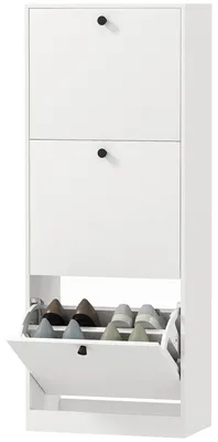 Immagine prodotto di Armadio per scarpe con 3 cassetti, capacità per 12 paia di scarpe. Colore: bianco. Dimensioni: 47x26x120 cm