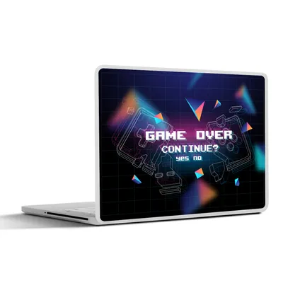 Produktbild von MuchoWow® Laptop Aufkleber Sticker Cover Spiele - Arcade - Game Over - Schwarz - Blau - Spiele 30x21 cm - Sticker für Laptop - Selbstklebend