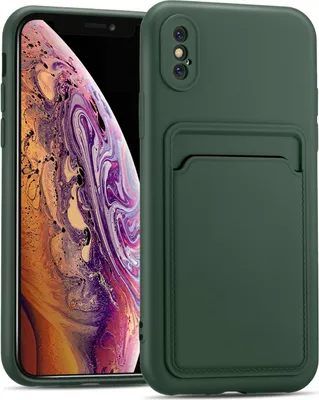 Produktbild von Conie Schutzhülle für iPhone X / XS mit Kartenfach Tasche Case Cover Bumper Silikon Hülle in Grün