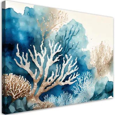 Produktbild von Leinwandbild Marine Abstraktion 90x60 Feeby Blau bild für die wand bereit zum aufhängen