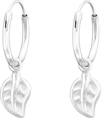 Produktbild von Creolen Ohrringe 925 Sterling Silber mit hängendem Blatt