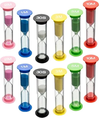 Produktbild von Sanduhrenset 12 Farben, 30s, 1min, 2min, 3min, 5min, 10min, fuer Kinder, Schule, Buero