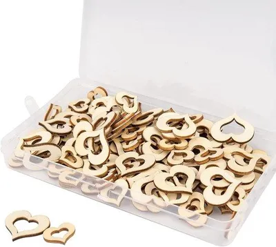 Image de Mini cœurs en bois pour décoration, 150 pièces, bois naturel