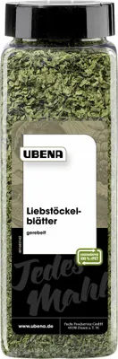 Immagine prodotto di Foglie di levistico Ubena strofinate dal sapore intenso e piccante 125g