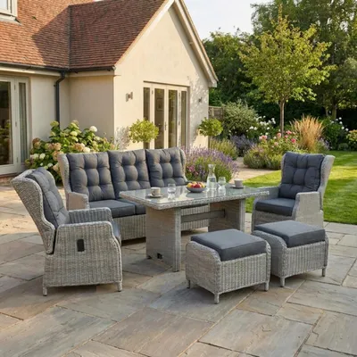 Produktbild von bellavista - Home&Garden® Dininglounge-Set Canelli Polyrattan grau 7 Personen Aluminium-Gestell