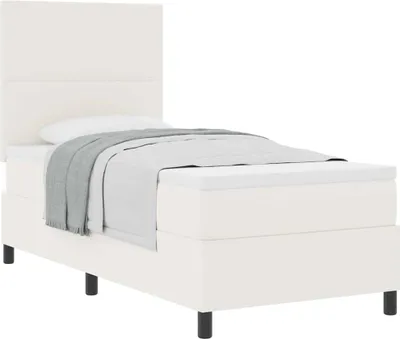 Obrázek produktu pro Postel s boxspringem Krémová a bílá 80 x 200 cm Žebrovaná látka