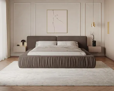 Produktbild von MOEBLO Polsterbett Bett 08 – Doppelbett mit gepolstertem Kopfteil, Bettkasten, Metallrahmen und Lattenrost - 180x200 cm - Braun (Riviera 26)