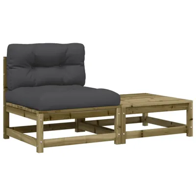 Zdjęcie produktu dla vidaXL Sofa ogrodowa bez podłokietników z poduszkami i stołkiem