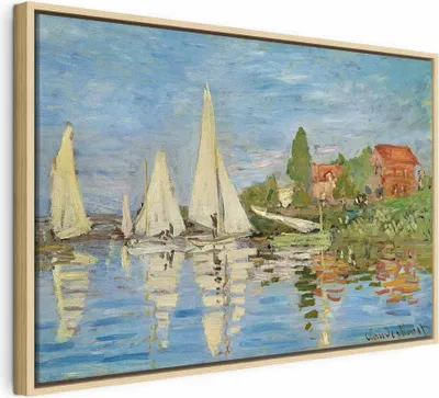 Produktbild von Italienischer Leinwand Leinwandbild - Regatta in Argenteuil 120x80 cm Reproduktionen l-G-10016-b-a