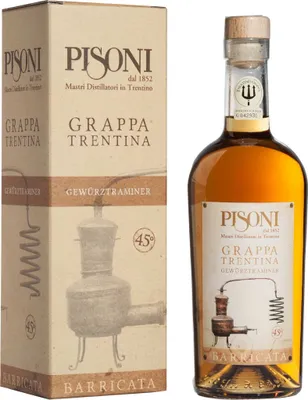 Produktbild von Pisoni Grappa Gewürztraminer Barricata 0,7 Liter