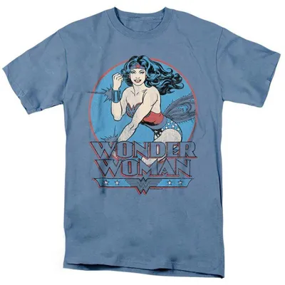 Immagine prodotto di Maglietta Wonder Woman, unisex, per uomo/donna, con logo, modello TV38455 (taglia XL), colore blu Carolina, Immagine generata dall'IA