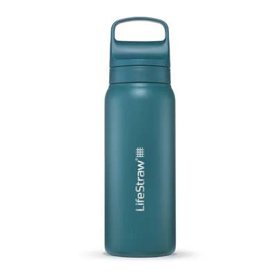Immagine prodotto di Bottiglia con filtro per acqua LifeStraw Go 2.0 Laguna Teal in acciaio inox isolata da 700 ml - Blu