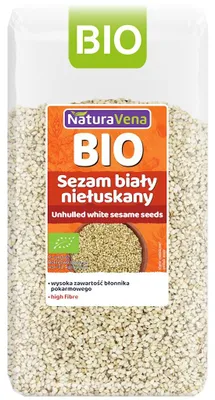 SEZAM BIAŁY NIEŁUSKANY BIO 250 g - NATURAVENA
