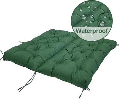 Image de Coussin de banc imperméable Coussin d'assise et de dossier Coussin pour banc de jardin Meubles de jardin Balançoires de jardin, 100x100x10cm,Vert foncé