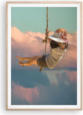 Produktbild von Gerahmtes Poster - Rahmen in heller Eiche - Schaukeln Seil Himmel - 70x100 cm - Wand Bild - Wanddeko - Wandbilder - Wandposter - Bilderrahmen - Bilder - Kunstdruck - Wandbild - P2NPA70x100-4259