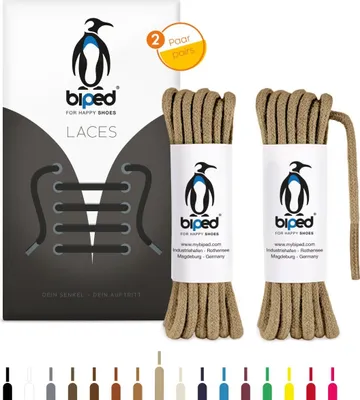 Produktbild von biped LACES 2 Paar runde Schnürsenkel aus Baumwolle ø 3,5 mm z2901 (beige,160 cm)