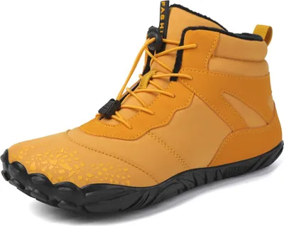 Produktbild von ASKSA Damen Herren Winter Barfussschuhe Wasserdicht Warm Gefuettert rutschfeste Winterstiefel, Gelb, Groesse: 37