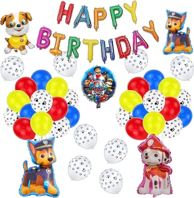 Produktbild von Paw Patrol Girlande Ballons Geburtstagsdekoration Marshall Chase Set 46Tlg.