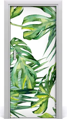 Produktbild von Tulup Türaufkleber 85x205 cm Dekorative Aufkleber Selbstklebend Wasserdichte Tapete Abnehmbar Schlafzimmer Wohnzimmer Wohnkultur - tropische Blätter