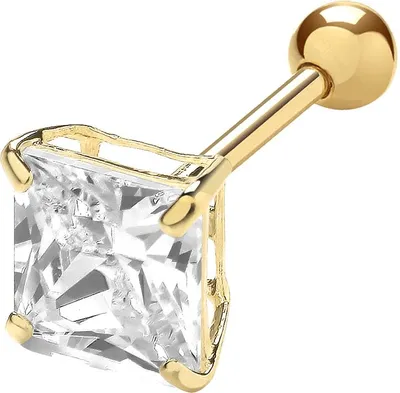 Produktbild von Wunderschöne 9 Karat (375) Gold Damen - Einzel Knorpel Ohrstecker mit Zirkonia - 5mm*5mm; TRS35067