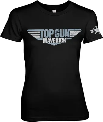 Produktbild von Top Gun Maverick Distressed Logo Girly Tee - Large - Black