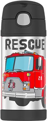 Produktbild von Kinderthermoskanne mit Strohhalm - Feuerwehr 355 ml