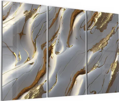 Produktbild von DEQORI Glasbild Echtglas 3x50x100 cm 'Goldene Wellen' Wandbilder XXL groß