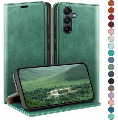 Productafbeelding van Telefoonkoffer, flippercase met kaarthouder en RFID-bescherming, voor Samsung Galaxy A16, lichtgroen