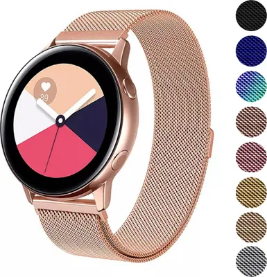Produktbild von Milanese Armband für ihre Uhr, Stegbreite 20mm, Huawei Watch GT 2, Samsung Active2 – Rosé Gold