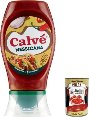 Produktbild von 12x Calvé, Salsa Messicana Extrataste Scharfe Sauce mit Tomaten und Chilischoten 250 ml + Italian Gourmet polpa 400g