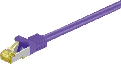 Produktbild von Goobay RJ45 Patchkabel CAT 6A S/FTP (PiMF), 500 MHz mit CAT 7 Rohkabel, Violett, 0,25 m, LSZH halogenfrei, Kupfer, RJ45 (CAT 6A) Stecker