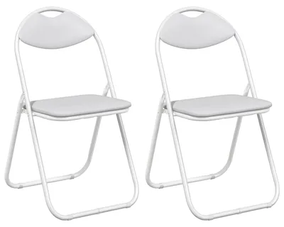 Produktbild von vidaXL Klappstuhl 2 pcs Weiß 48 x 43,5 x 81 cm Kunstleder