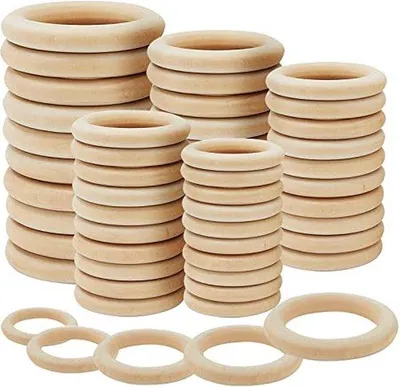 Produktbild von Holzringlein - 100 Stück für Basteln & Vorhängerringe - 5 Größen