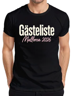 Produktbild von Gästeliste Mallorca 2026 Malle Party JGA Gruppenoutfit Ballermann Herren T-Shirt, Schwarz, S