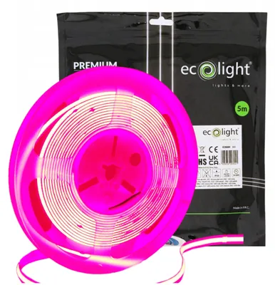 Obrázek produktu pro LED páska COB, růžová barva, rovnoměrné světlo, role 5 metrů, podsvícení nábytku, 45W
