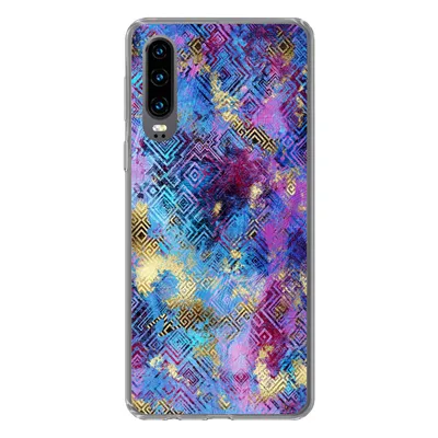Produktbild von MuchoWow® Handyhülle Schutzhülle Hülle für Huawei P30 Marmor - Farbe - Geometrische Formen Silikon Softcase Handy Hülle - Kartenbesitzer