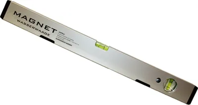 Produktbild von Wasserwaage 500 mm mit Magnet, 0,5 mm/m Genauigkeit, 2 Plexiglaslibellen