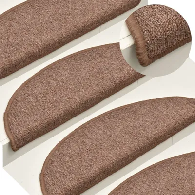 Image de The Living Store Tapis d'escalier 15 pcs. marron 65x24x4 cm