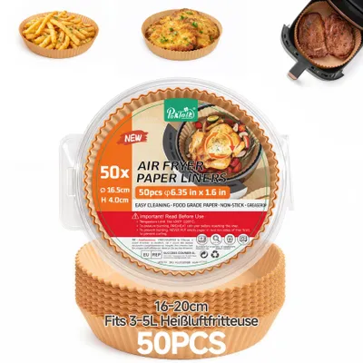 Productafbeelding van Airfryer Bakpapier - Antiaanbaklaag - Voor heteluchtfriteuse - Ø 16 cm - 100 stuks