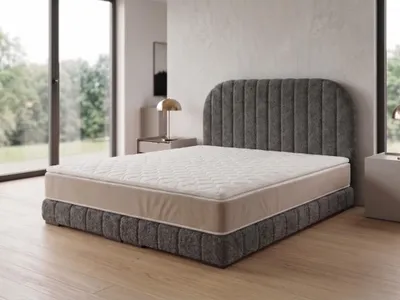 Produktbild von Polsterbett  LEON 3 mit Kopfteil, modernes gepolstertes Bett in 140 x 200 cm Farbe: Grau