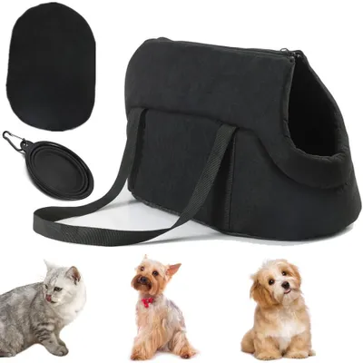 Image de Sac de transport pour petits chiens, pliable, avec gamelle intégrée
