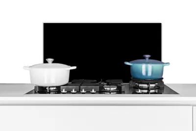Obrázek produktu pro KitchenYeah® Splashback kitchen - Kuchyňský splashback - Ochrana stěny sporáku a dřezu - Černý - Jednobarevný 70x30 - Alu-Dibond (alternativa ke skleněnému splashbacku) - Tepelně odolný - Splashback na sporák -