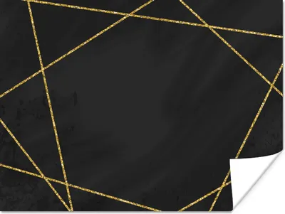 Produktbild von MuchoWow® Poster Geometrisches Muster aus goldenen Linien auf schwarzem Hintergrund 40x30 cm - Plakate für die Wände - Poster Wohnzimmer