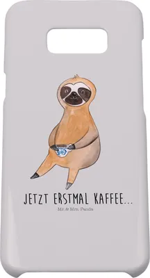 Produktbild von Mr. & Mrs. Panda Samsung Galaxy S8 plus Handyhülle  Faultier Kaffee - Grau Pastell - Geschenk, Kaffeetasse, Handy Case, Hülle, Cover, Lieblingstier, Coffee
