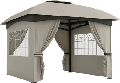 Produktbild von Outsunny Pavillon 3,4x3,4m wasserabweisend Gartenpavillon mit 4 Seitenteilen